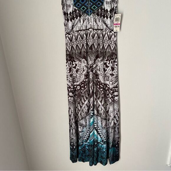 Style & Co. Women’s Slit Neck Paisley Printed Jersey Knit Maxi Dress size PP - Picture 2 of 5